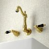 Kingston Brass KS1227PKL Duchess Two-Handle Wall Mount Bathroom Faucet, Brushed Brass KS1227PKL